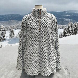 Womens 2XL Fuzzy Sherpa Pullover Half Zip Soft Plush Fleece Winter Cozy Warm